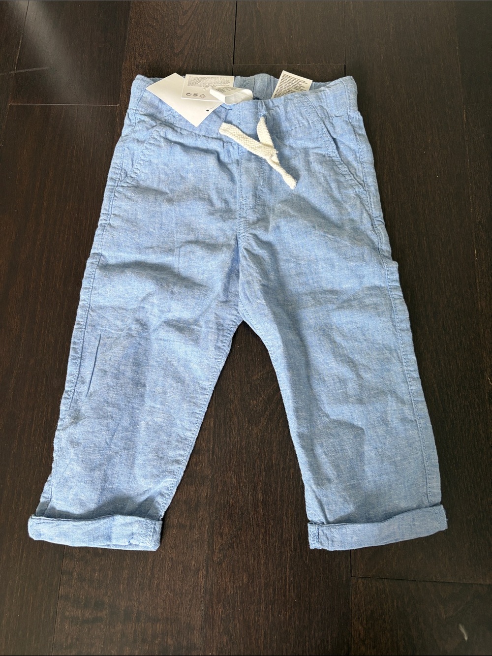 H&M Toddler Boy Linen-Blend Pull-On Pants NWT Blue Size 2